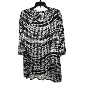 LOGO by Lori Goldstein Black & Gray Longline Soft Pocket Tunic Top Size Small